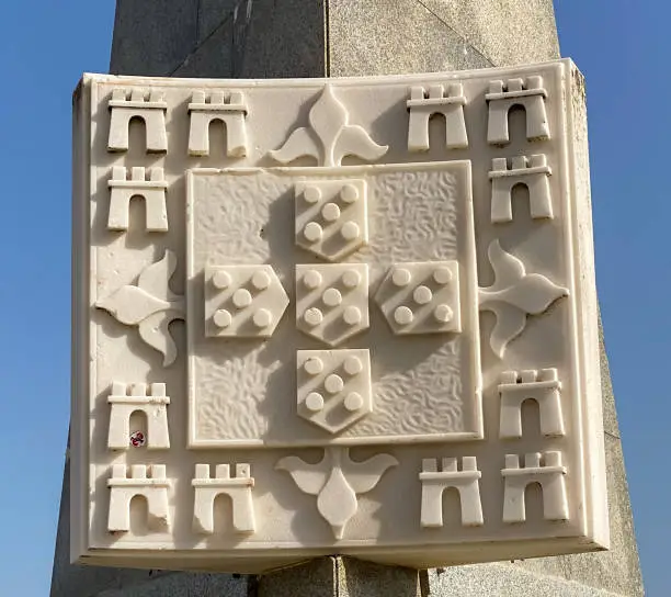 Photo of Portuguese flag coat of arms statue