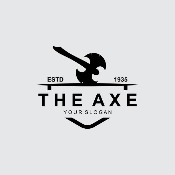 Axe symbol vector icon illustration design Axe symbol, Wood Cutting Tool Vector Icon, Silhouette Design, Retro Vintage Style axe throwing logo stock illustrations