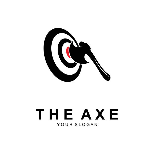 Axe symbol vector icon illustration design Axe symbol, Wood Cutting Tool Vector Icon, Silhouette Design, Retro Vintage Style silhouette of firefighter logo stock illustrations