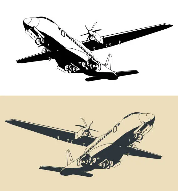 Vector illustration of Turboprop transport aircraft