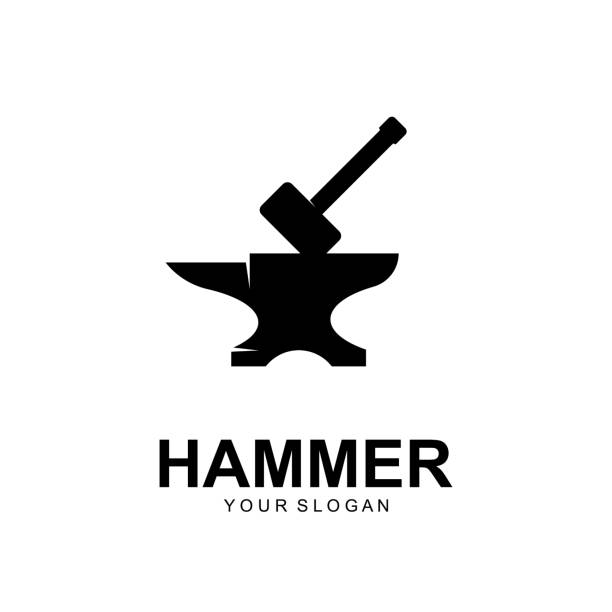 illustrazioni stock, clip art, cartoni animati e icone di tendenza di simbolo del martello icona vettoriale illustrazione disegno - thunderstorm hammer scandinavian culture god