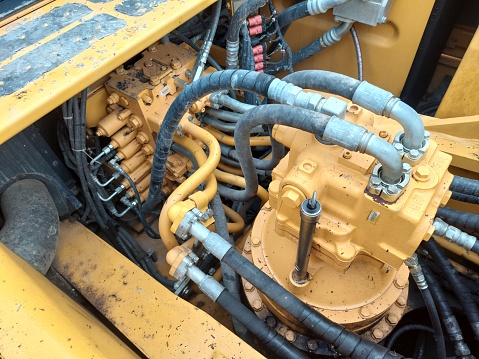 There's some of the hydraulic componen of excavator.