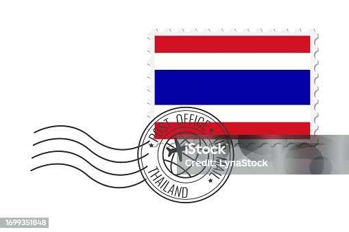 istock Thailand postage stamp. Postcard vector illustration with Thai national flag isolated on white background. 1699351848