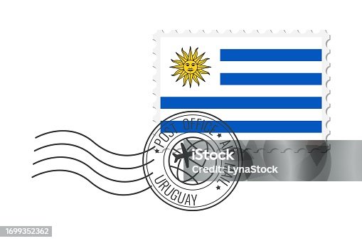 istock Uruguay postage stamp. Postcard vector illustration with Uruguaian national flag isolated on white background. 1699352362