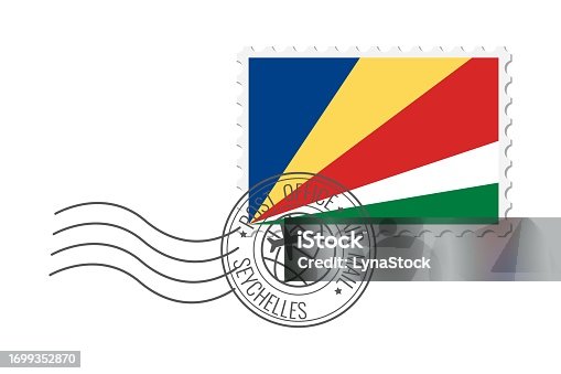 istock Seychelles postage stamp. Postcard vector illustration with national flag of  the Seychelles isolated on white background. 1699352870
