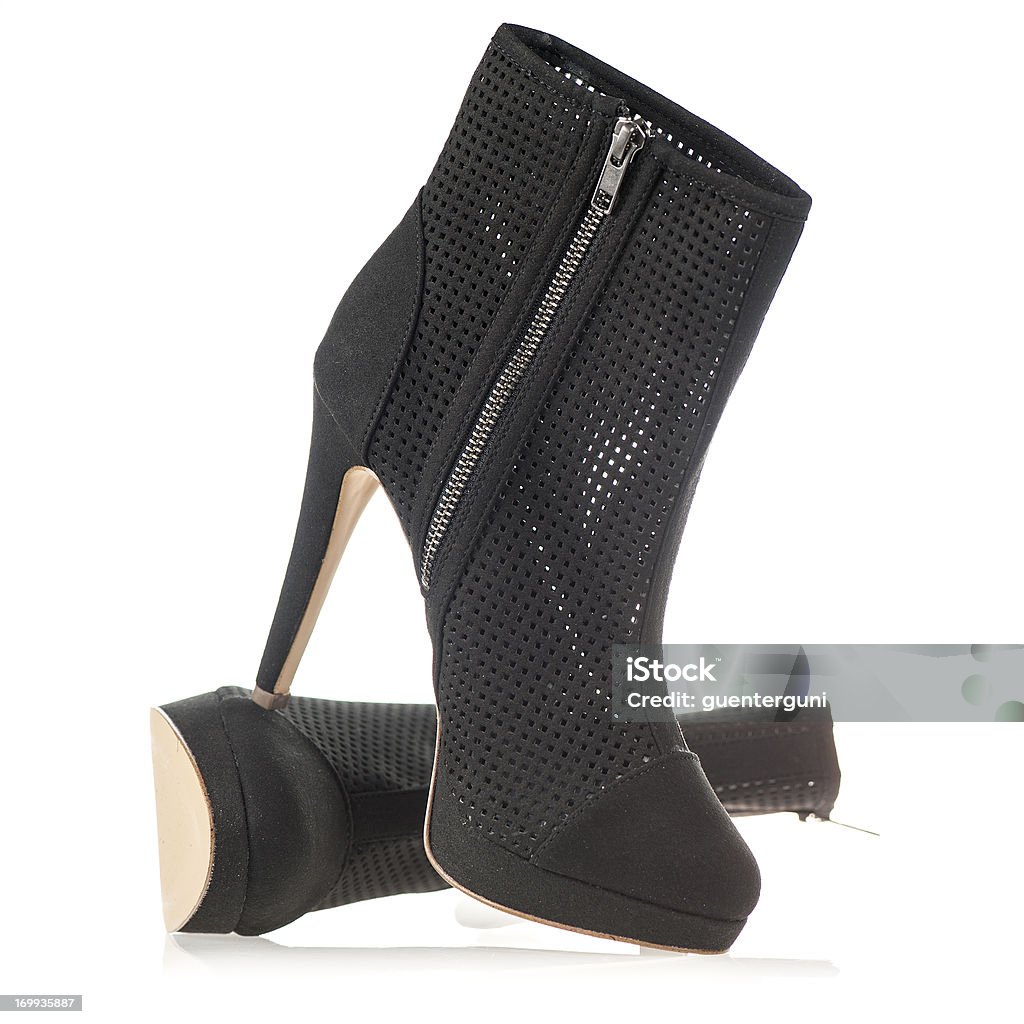 Zapatos de tacones tobillo fundas en negro - Foto de stock de Bota libre de derechos
