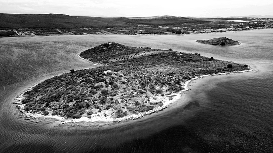 Aerial view of Galesnjak, the heart-shaped Croatian island.