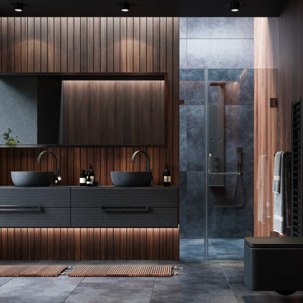istock Modern luxury and minimalist dark bathroom 1699372739