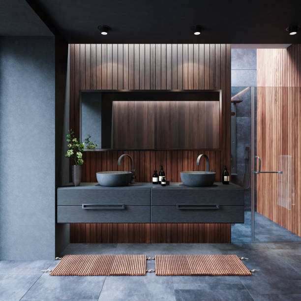 istock Modern luxury and minimalist dark bathroom 1699372746