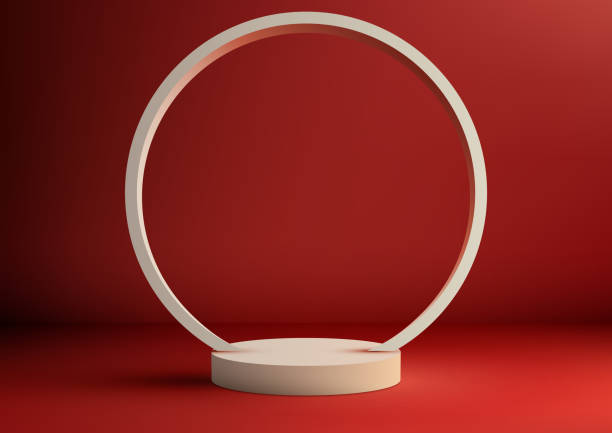 istock 3D podium stands decorative with circle border on a red floor in a sleek studio room background 1699372812