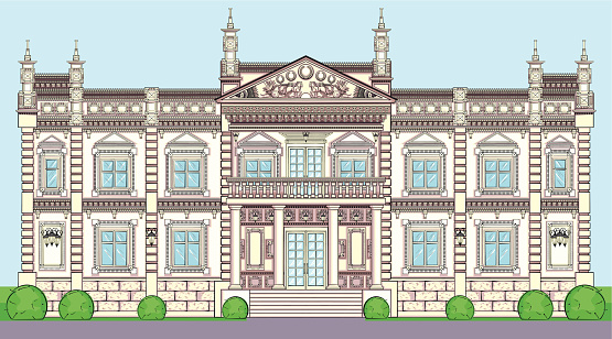 The facade of a Palace in classical European style.