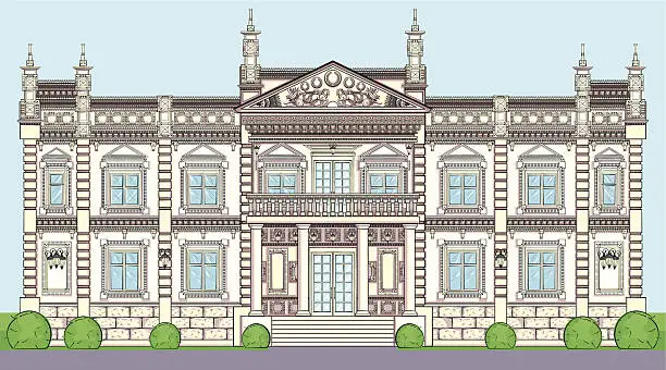 Vector illustration of The facade of a Palace in classical European style