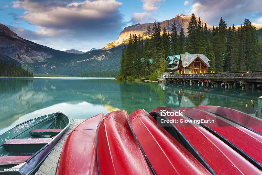 Calma noite no Lago Esmeralda - Royalty-free Canadá Foto de stock