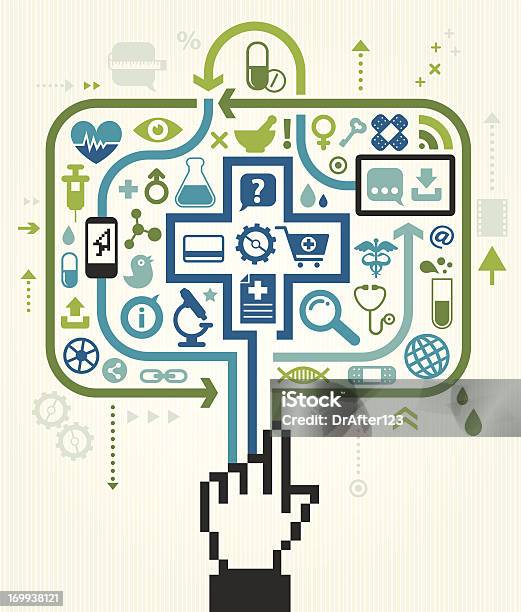 의료 정보 기술 컨셉입니다 0명에 대한 스톡 벡터 아트 및 기타 이미지 - 0명, 가리키기, 가상현실