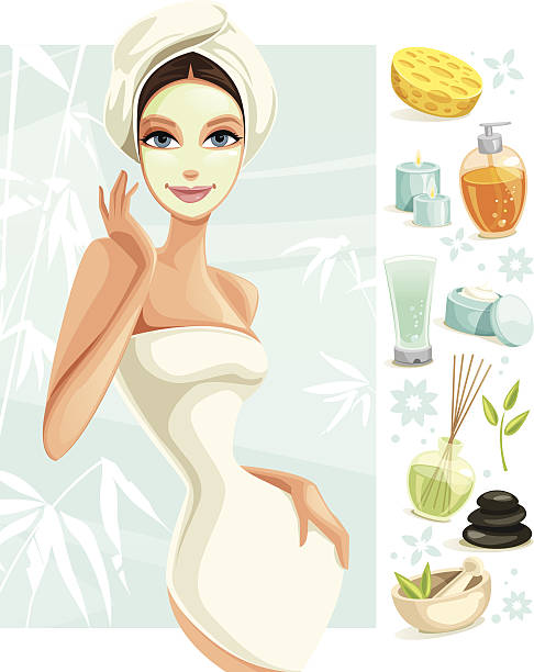 뷰티 스파 - cosmetics beauty treatment moisturizer spa treatment stock illustrations