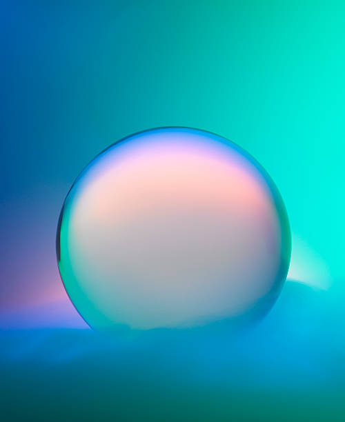 magic sfera di cristallo con nebbia e colori - colourful glass foto e immagini stock