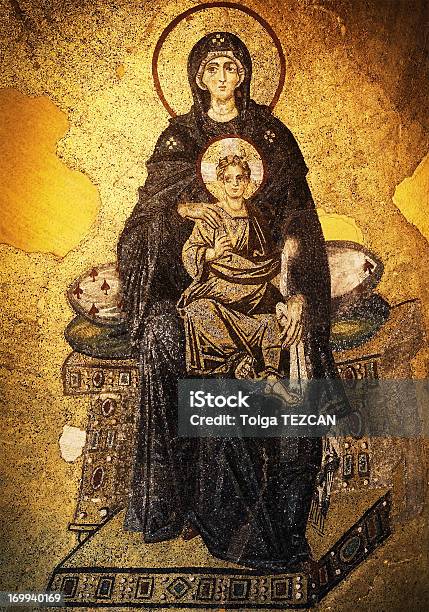 Mosaic Of Virgin Mary And Infant Jesus Stock Photo - Download Image Now - Virgin Mary, Nativity Scene, Mosaic