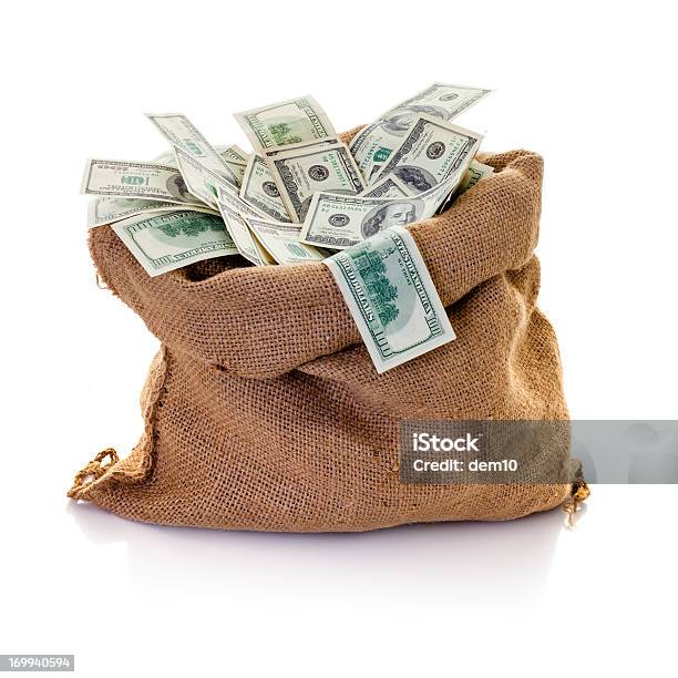 Bag Of Money Stock Photo - Download Image Now - Money Bag, Paper Currency, Sack