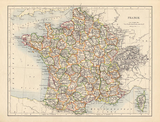 Antique Map Of France stock photo
