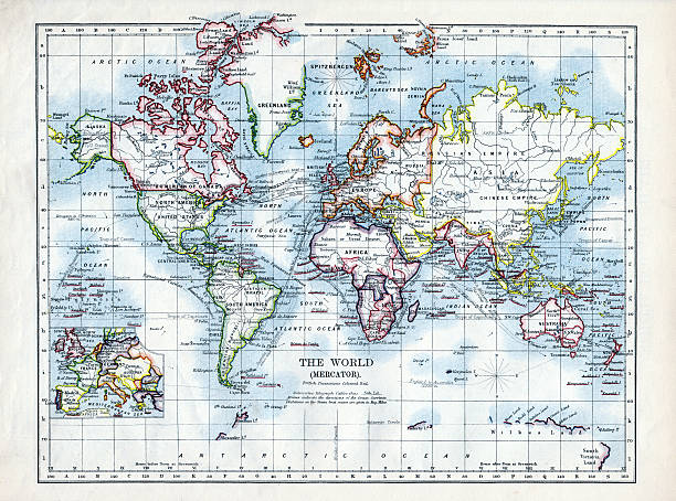 World Map 1895 stock photo