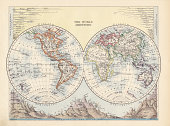 The World Hemispheres Antique Map