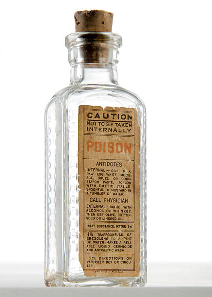 istock Antique Poison Bottle with Cork Stopper Isolated on White 169941246