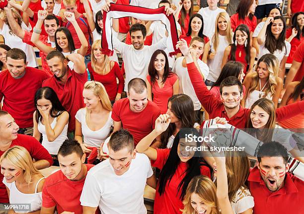 Group Of Football Fans Cheering Stock Photo - Download Image Now - American Football - Sport, Fan - Enthusiast, American Football - Ball