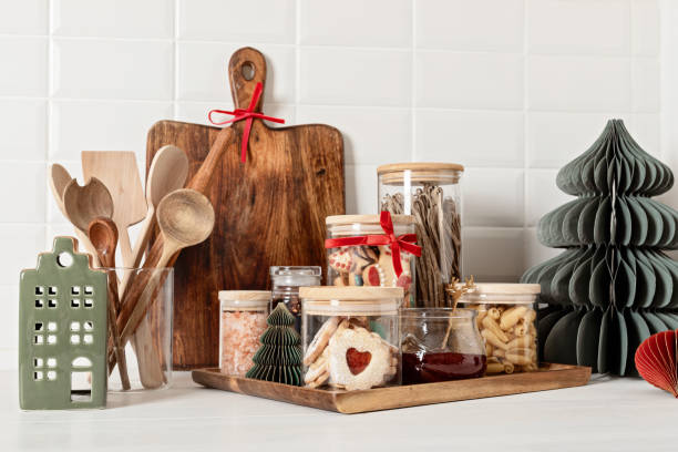 istock Christmas kitchen decoration. Festive home sustainable interior idea 1699425285