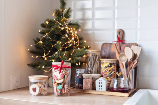 istock Christmas kitchen decoration. Festive home sustainable interior idea 1699425296