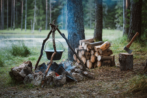 Beautiful and peaceful place on wild camping in the nature.