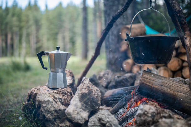 istock Campfire on wild camping in nature. 1699425486