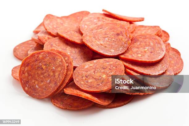 Heap Of Pepperoni Stock Photo - Download Image Now - Salami, Pepperoni, Slice of Food