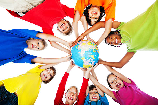 Cute children and the globe.