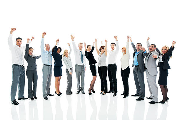 istock Successful business team with raised arms. 169943601