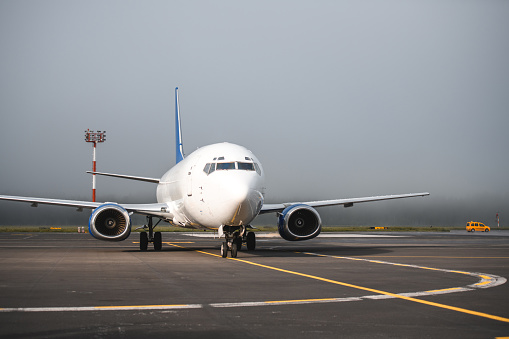 Los Rodeos, Tenerife/Canary islands; July 24 2020: Air Europa Boeing 787-8 Dreamliner, ready to take off, in La Laguna city airport