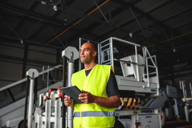 istock Mixed Race Airport Worker With Digital Tablet 1699436597