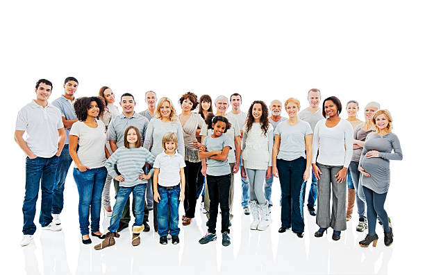 Large group of a happy people. Portrait of a large group of Mixed Age people standing together.  mixed age range stock pictures, royalty-free photos & images
