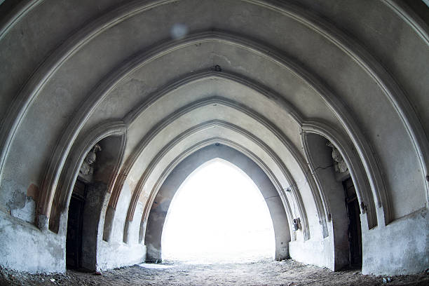 Old obsolete stable in the Velikaya Lipa town, Nesvizh region, Belarus, Eastern Europe. Interior.