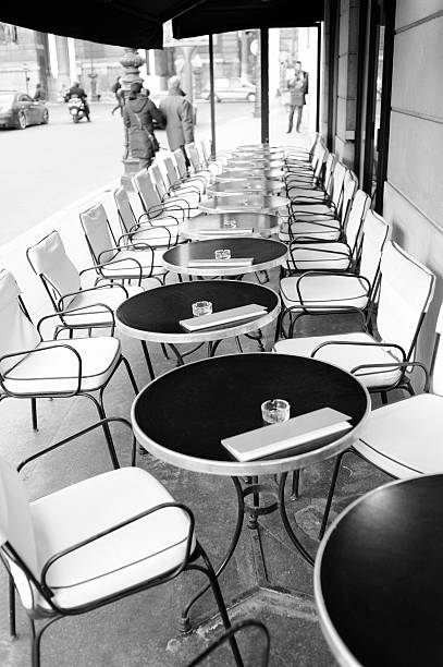 istock Paris Cafe Tables and Chairs Outside 169944873