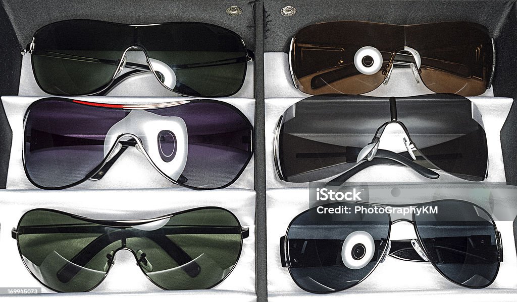 Sunglasses suitcase with 6 pairs of new fancy sunglasses 21st Century Stock Photo