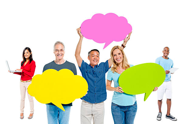 istock Multi-ethnic casual people holding the speech bubble 169946335