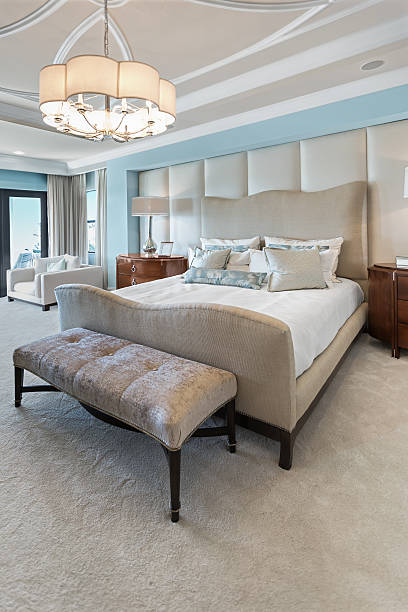 Elegant bedroom Elegantly decorated bedroom.  rr beige bedroom stock pictures, royalty-free photos & images