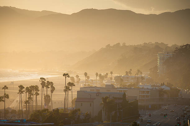 santa monica beach - santa monica california route 1 pacific coast highway zdjęcia i obrazy z banku zdjęć