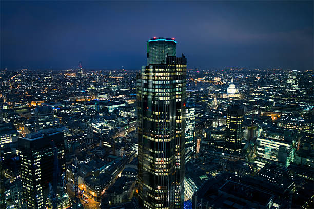 London London skyline with Natwest Tower in the foreground, and the city of London in the background, including st. Paul's Cathedral and the River Thames. tower 42 stock pictures, royalty-free photos & images