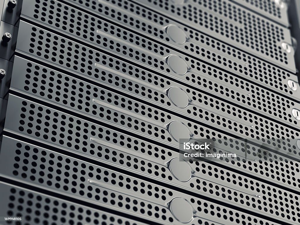 Gros plan de réseau serveur - Photo de Centre de traitement de données libre de droits