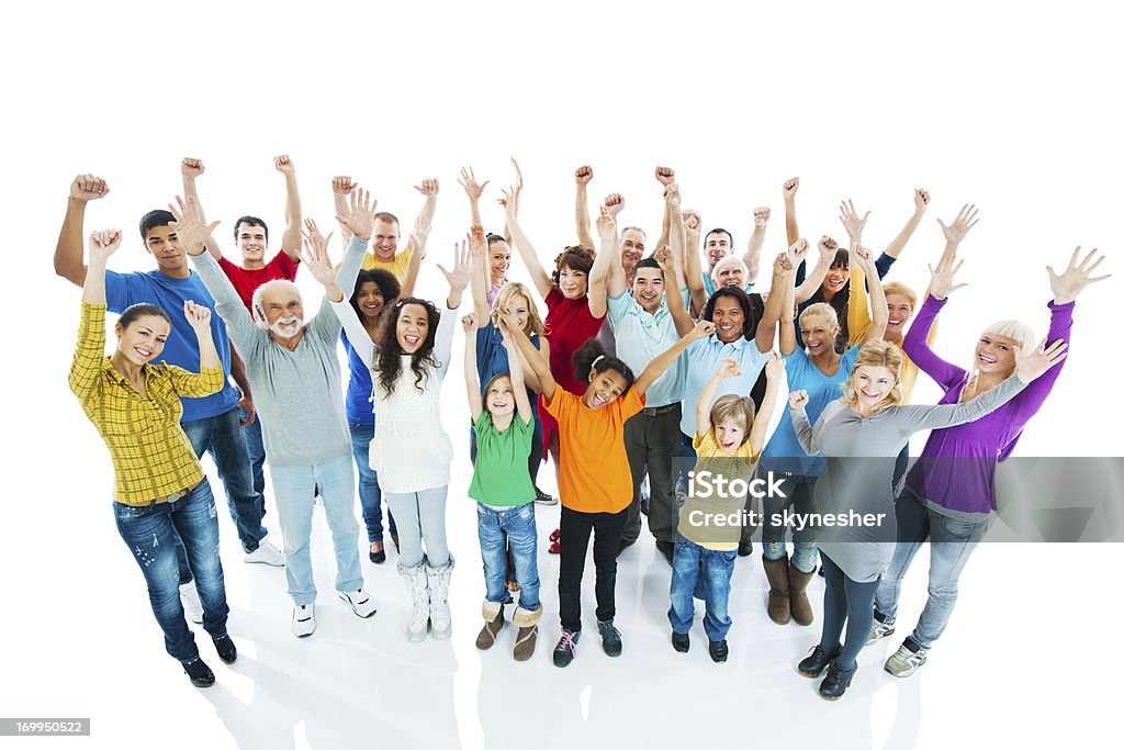 Foule de personnes avec les bras. - Photo de Lever la main libre de droits