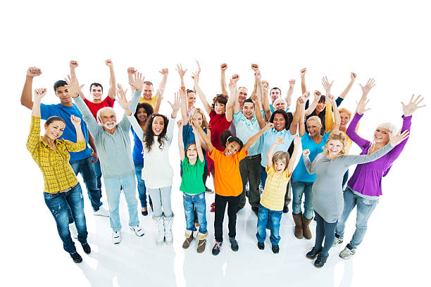 istock Crowd of a people with arms raised. 169950522