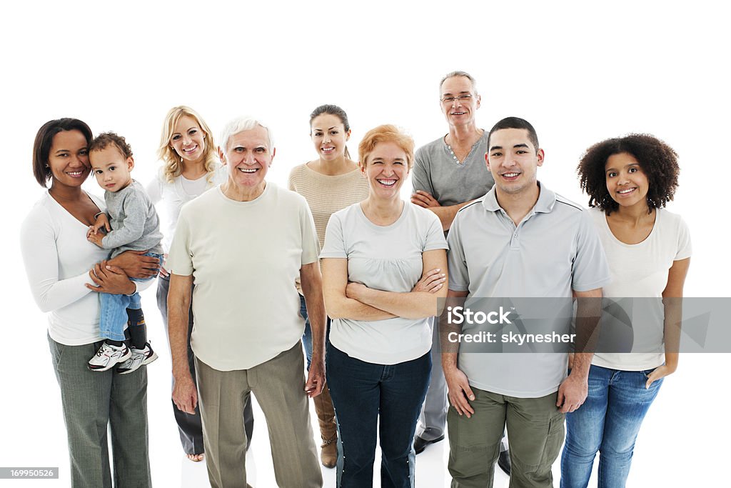 グループのハッピーな多世代家族の笑顔。 - 人々の集まりのロイヤリティフリーストックフォト