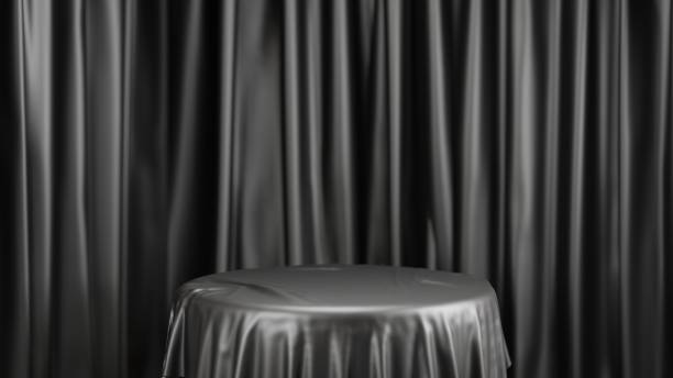 istock 3d platform black color with cloth curtain in background black color 3d illustration rendering for product background and etc 1699537639