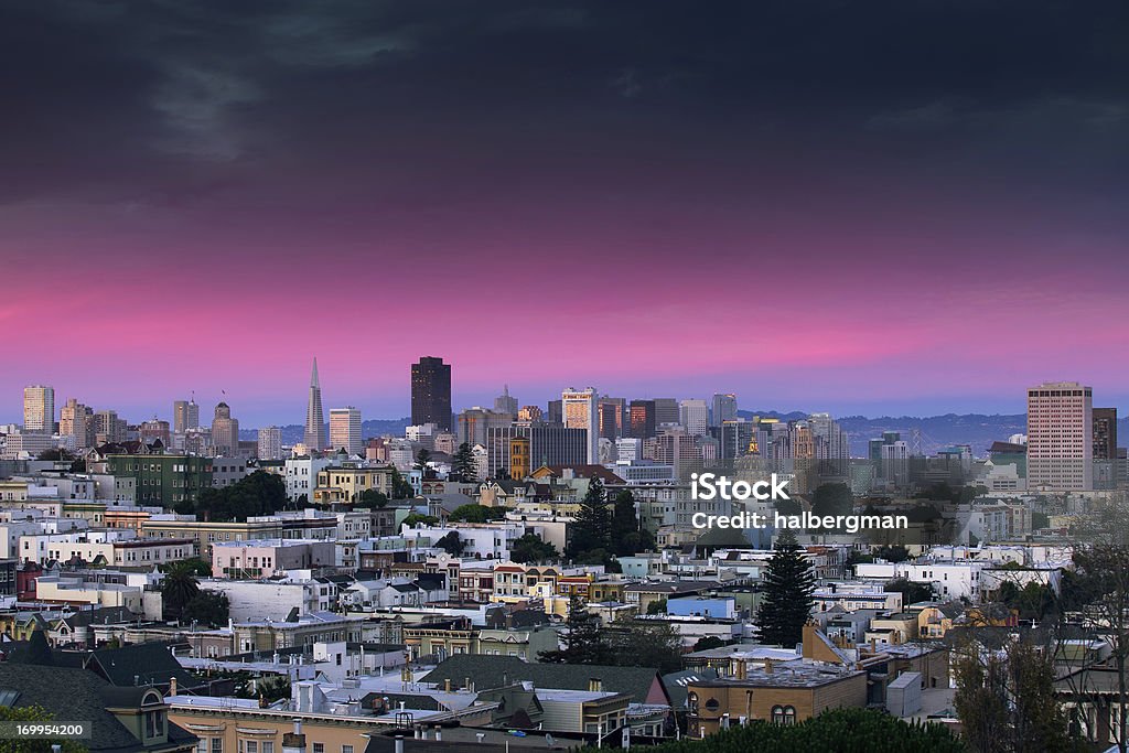 Downtown San Francisco from Upper Haight Neighborhoods on the hills of San Francisco undulate out into the Financial District in this shot from the Upper Haight Bright Stock Photo